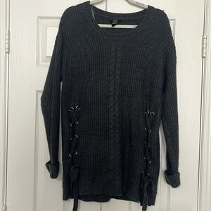 Tunic pullover sweater with tie detail